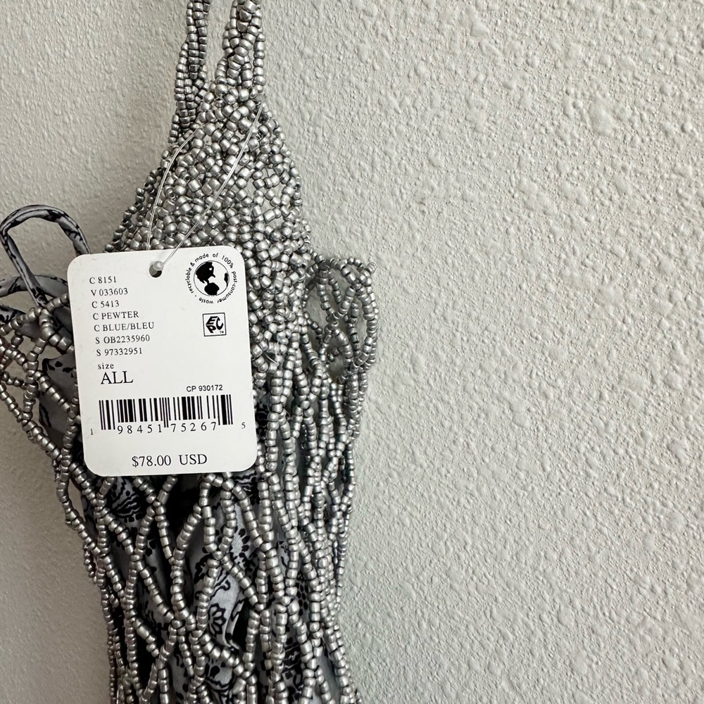 NWT Free People Hayes Beaded Shoulder Bag in Pewter - Picture 8 of 9